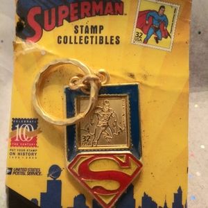 Vintage Superman Postage Stamp Keychain